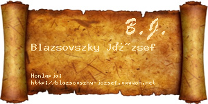 Blazsovszky József névjegykártya